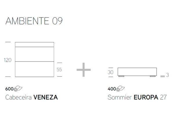 Cabeceira VENEZA + Sommier EUROPA - imagem 2